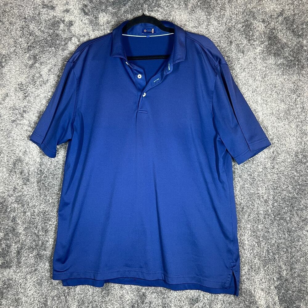 Stitch Polo Shirt Mens Large Blue Golf Casual Performance Preppy Stretch Comfort